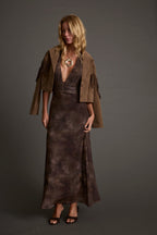 Hnědé síťované maxi šaty Rosalia