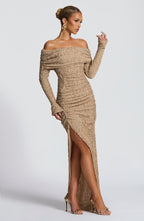 Midi šaty Adelphia - béžové