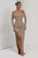 Midi šaty Adelphia - béžové