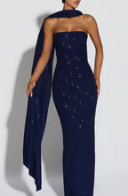 Šátek Agnes - tmavě modrý třpyt