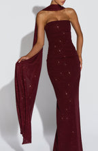 Šátek Agnes - Vínové třpytky