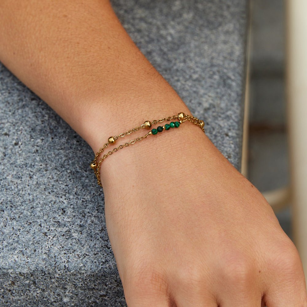 Alfa Green Malachite Bead Bracelet