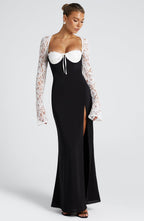 Maxi šaty Aria - černé/bílé