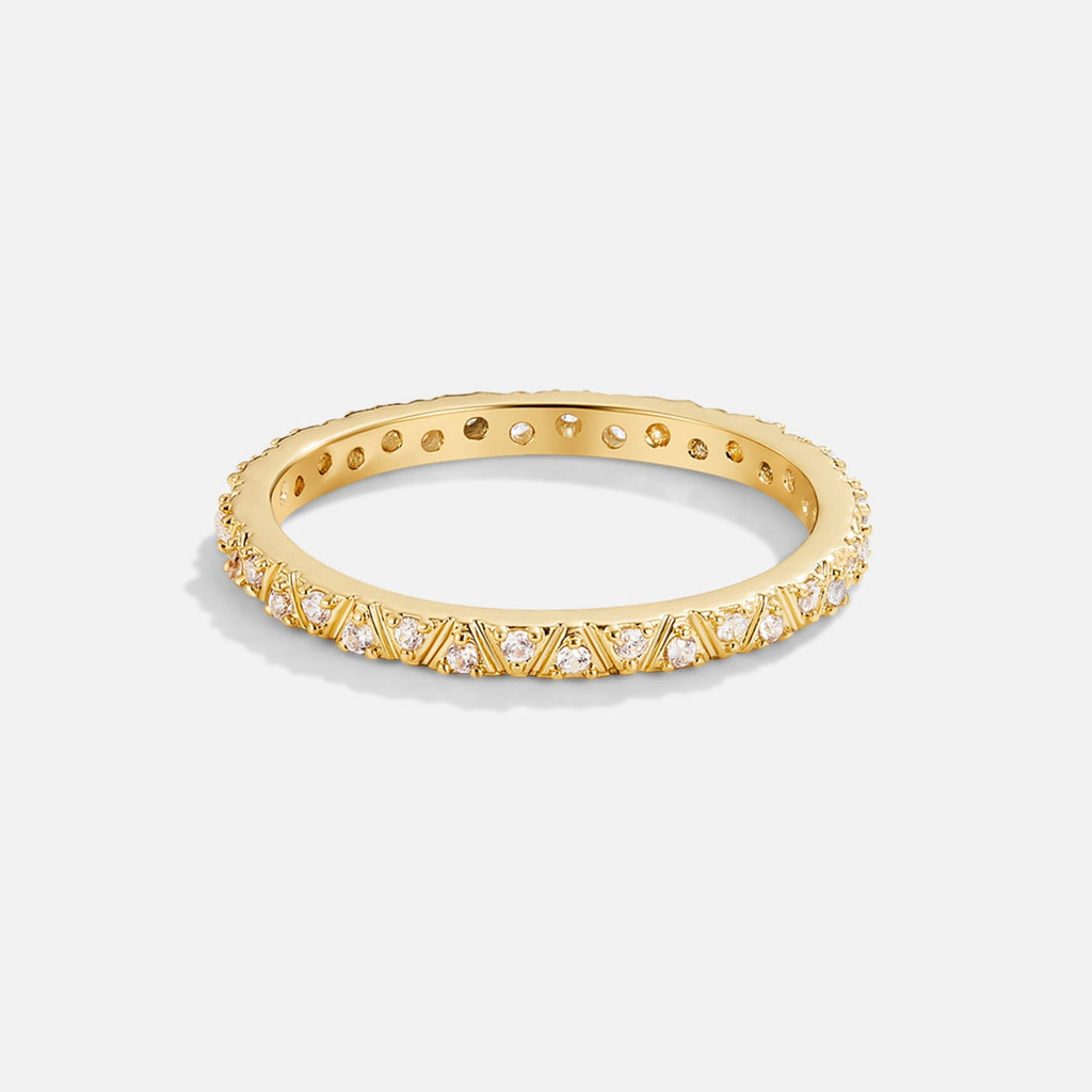 Arquette Gold & Crystal Band Ring