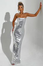 Maxi šaty Atari - stříbrné