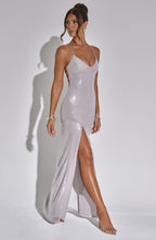 Maxi šaty Bells - stříbrné