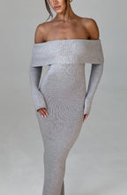 Pletené maxi šaty Beverley - světle šedý melír