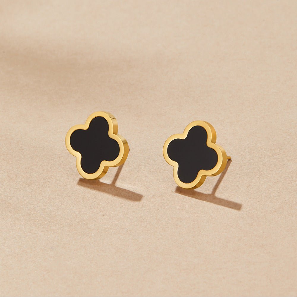 Black Clover Stud Earrings