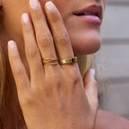 Black Crystal Ribbed Ring