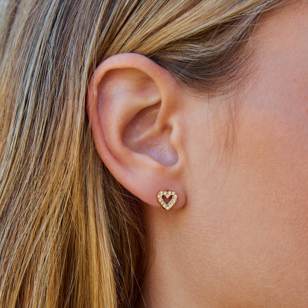 Crystal Heart Stud Earrings