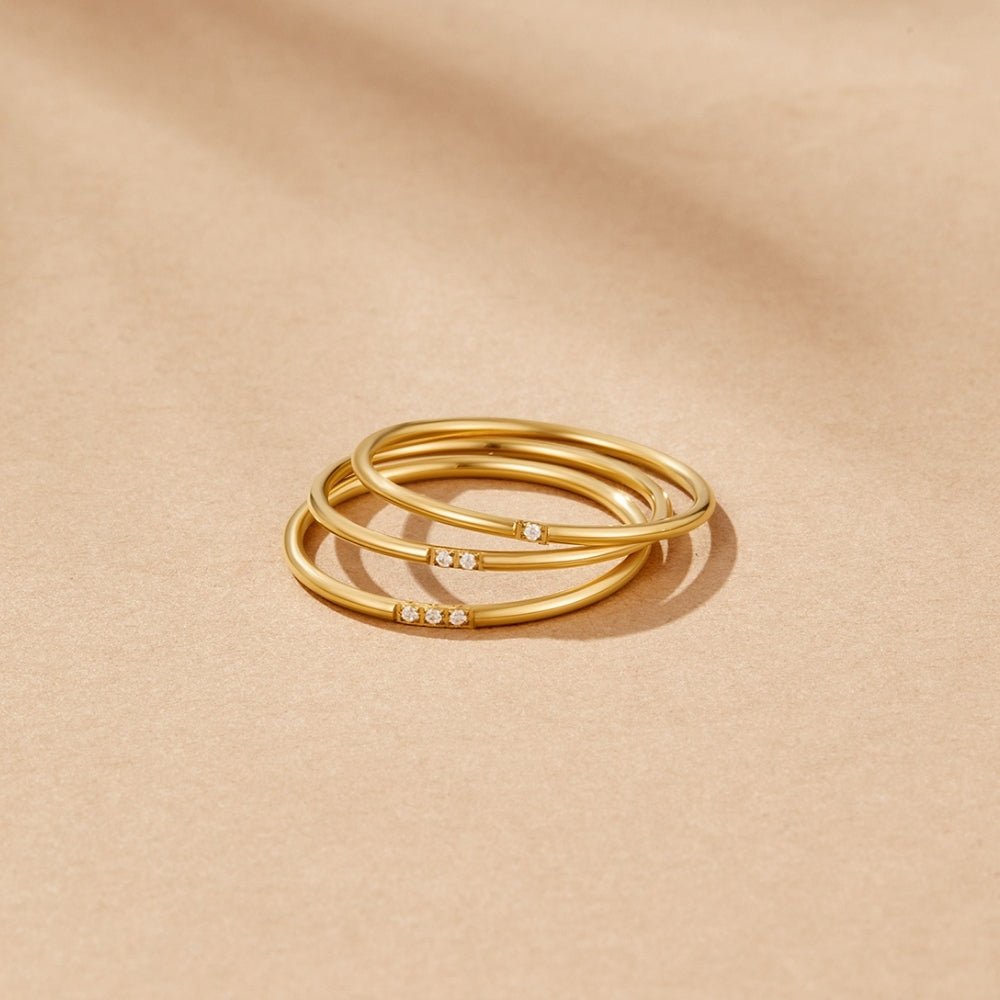 Eula Gold & Crystal Band Ring Set