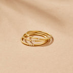 Eula Gold & Crystal Band Ring Set