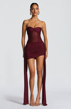 Minišaty Fiorella - třešňový lak