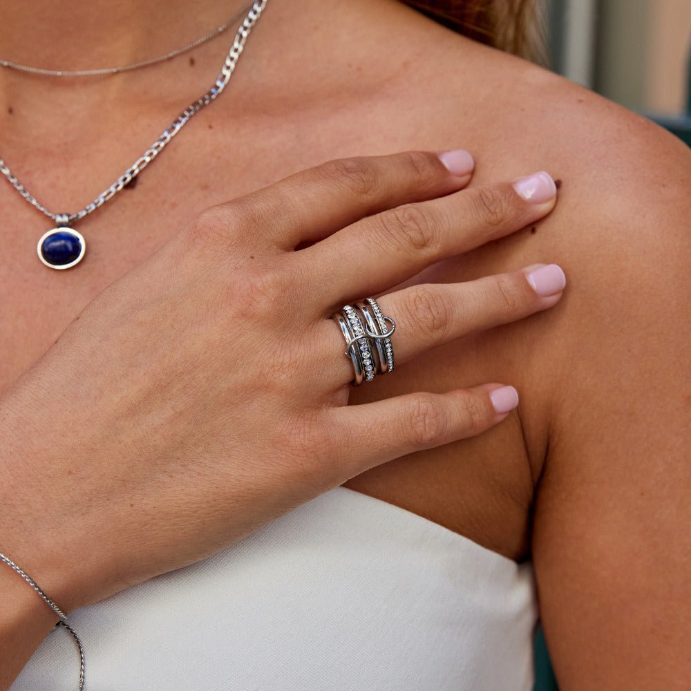 'Forever' Link Crystal & Silver Ring