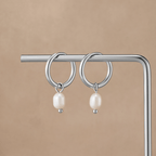 Freshwater Pearl Bella Silver Hoop Earrings