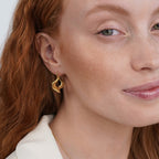 Geometric Wave Gold Hoop Earrings