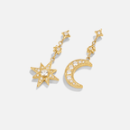 Gold Crystal Moon & Star Earrings