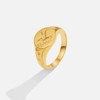 Golden Hummingbird Signet Ring