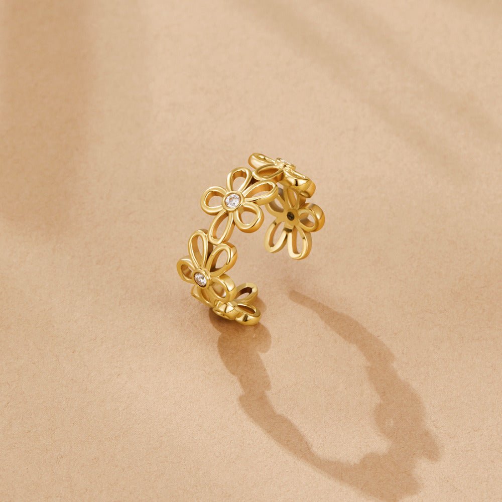 Golden Wildflower Infinity Ring