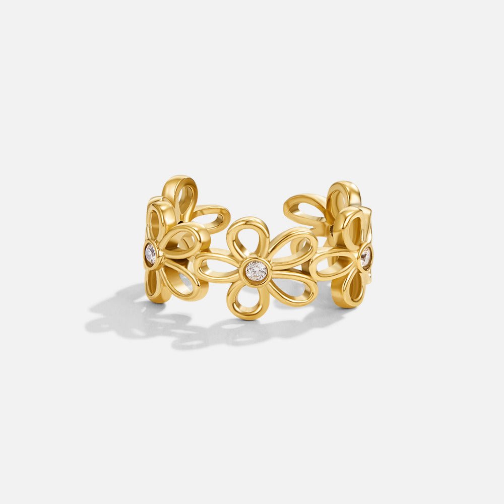 Golden Wildflower Infinity Ring