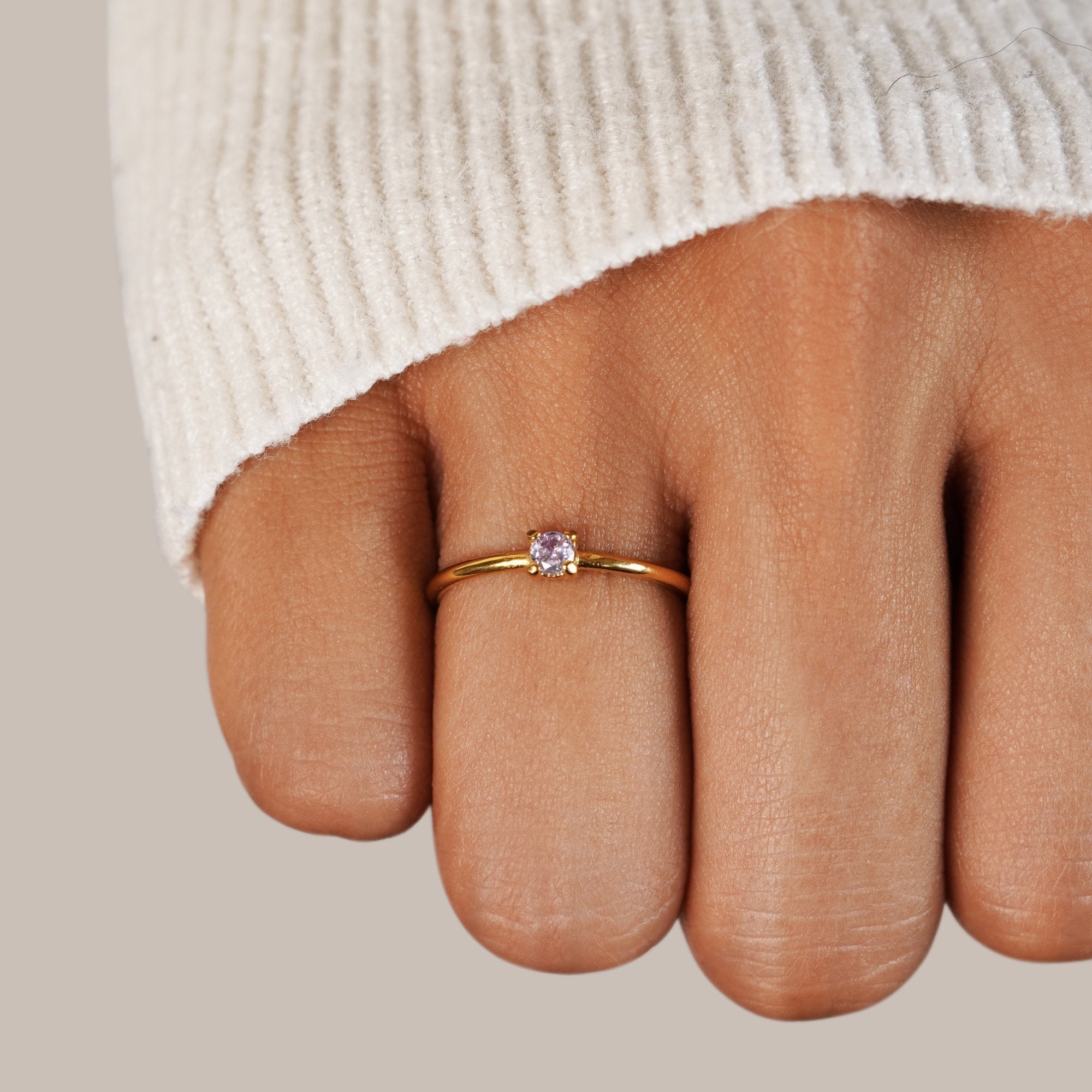 June Birthstone 18K Gold Ring