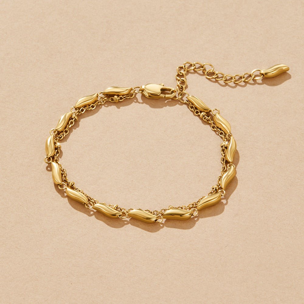 Layered Gold Wave Bracelet