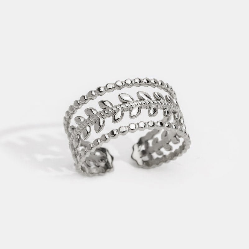 Marissa Layered Silver Leaf Ring