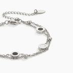 Onyx & White Stone Silver Bracelet