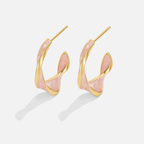 Pink Mother of Pearl Twist Hoop Earrings
