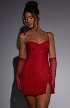 Pixie rukavice - Červený třpyt