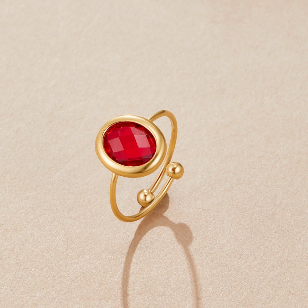 Ruby Crystal Gold Ring
