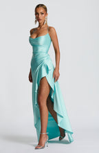 Maxi šaty Samira - akvamarínové