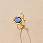 Sapphire Blue Crystal Gold Ring