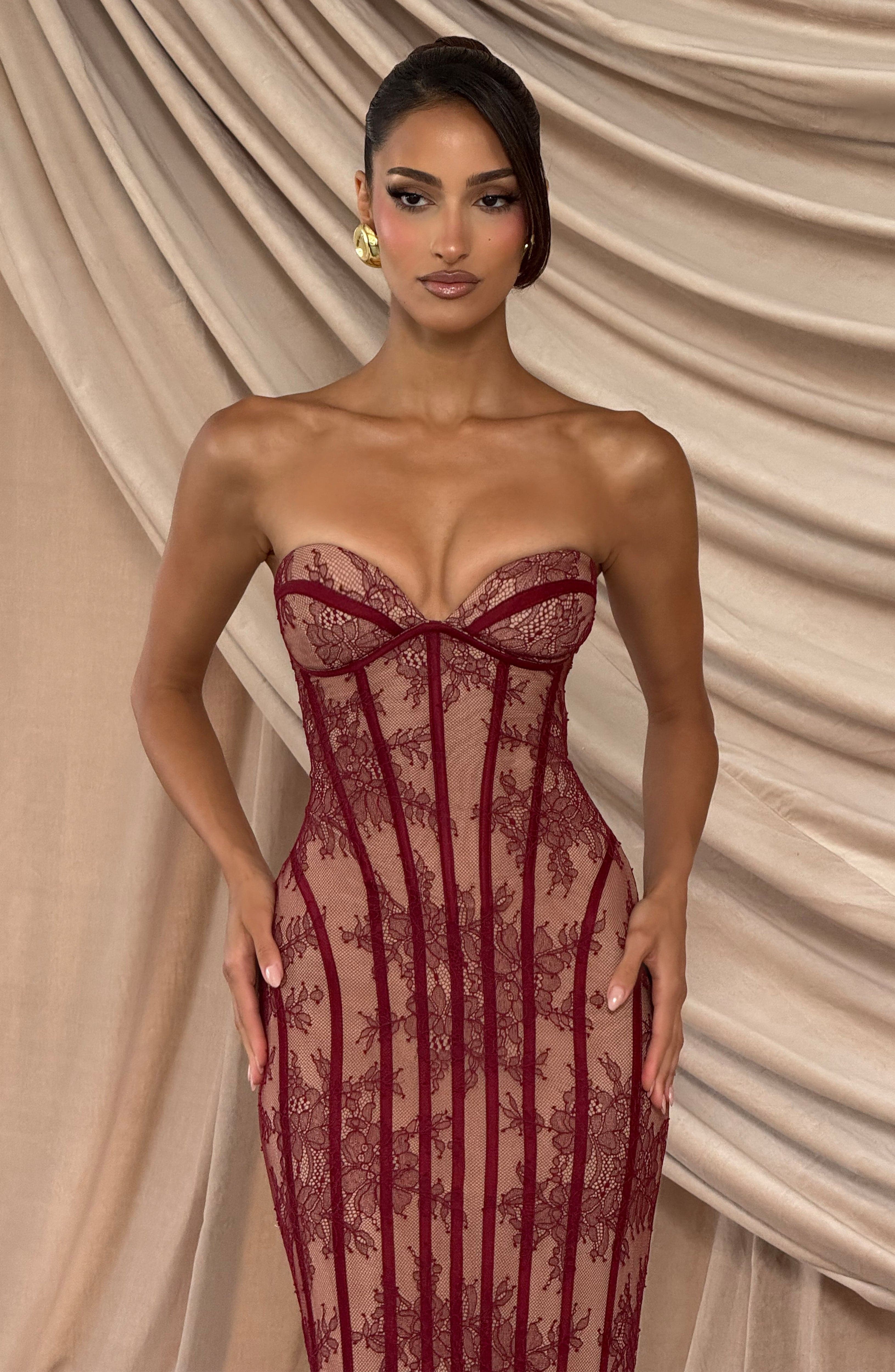 Maxi šaty Sian - vínové