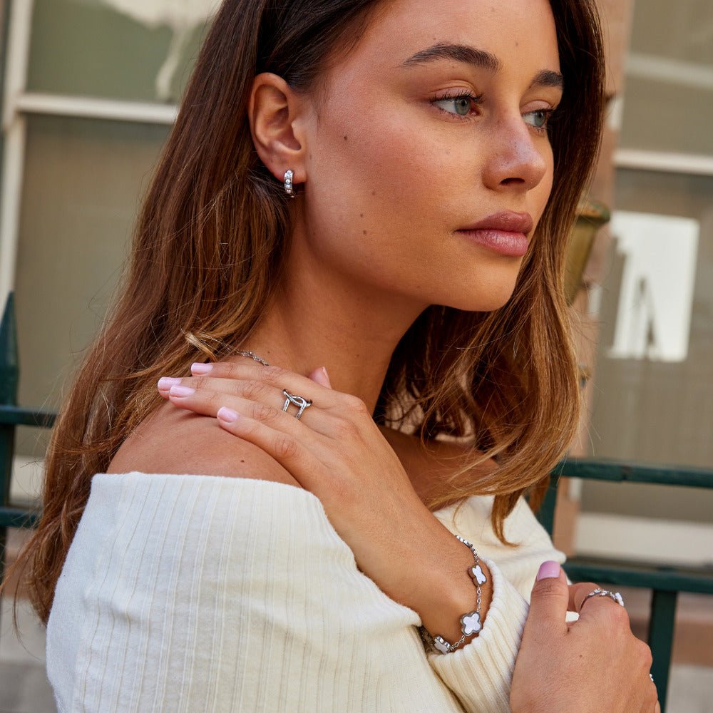 Silver Eula Pearl Hoop Earrings