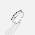 Silver Marissa Emerald Green Layered Ring