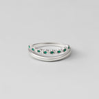Silver Marissa Emerald Green Layered Ring