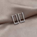 Silver Rectangle Hoop Earrings