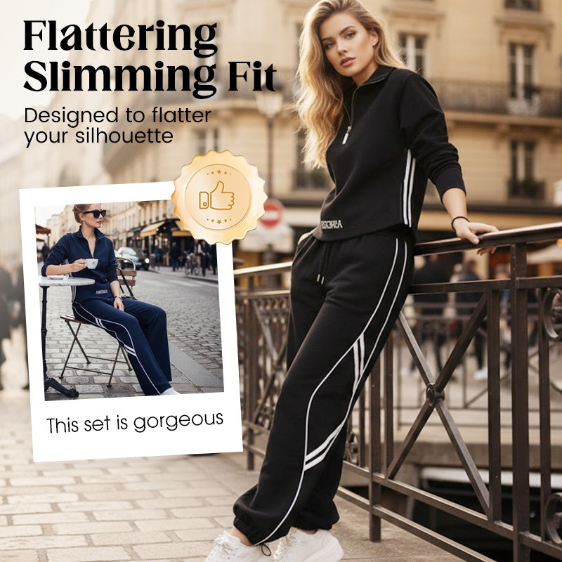 💃SONDERANGEBOT – 50 % RABATT🌸 Damen-Trainingsanzug-Set mit halbem Reißverschluss