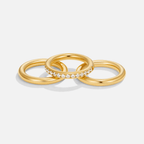 Vana Trio Gold & Crystal Ring Set