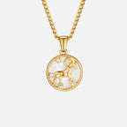 White Shell Zodiac Coin Necklace