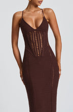 Maxi šaty Xanthe - švestkově hnědé