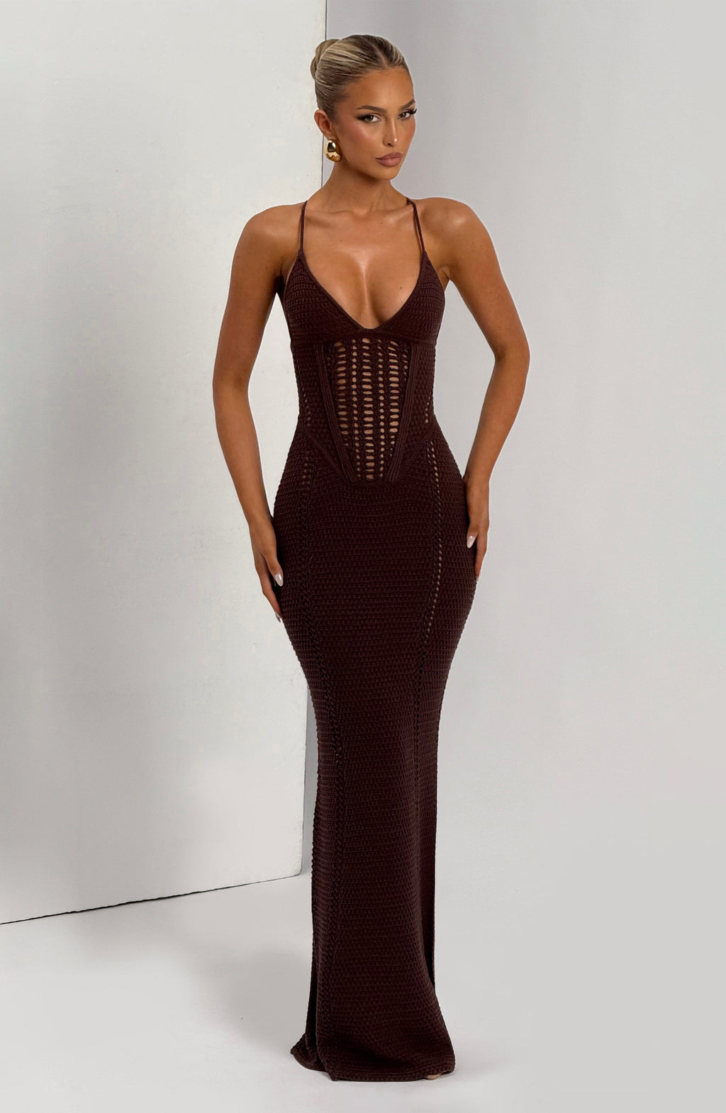 Maxi šaty Xanthe - švestkově hnědé